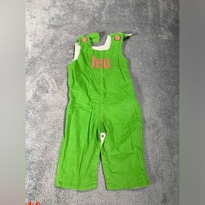 Hannah Kate Green Kids Overalls embroidered Leo 18 Mo